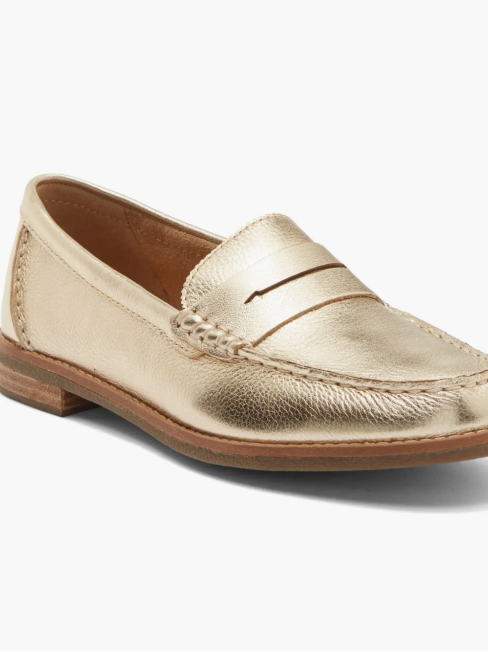 SPERRY Seaport penny loafer Metallic Gold Leather new in box ! 8.5